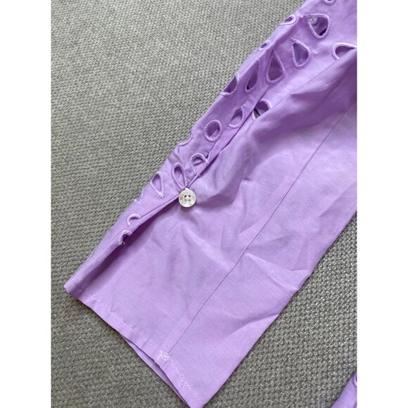 Thakoon Lilac Gathered Eyelet Puff Sleeve Blouse, Size 2 Oversized, NWT - Picture 7 of 9